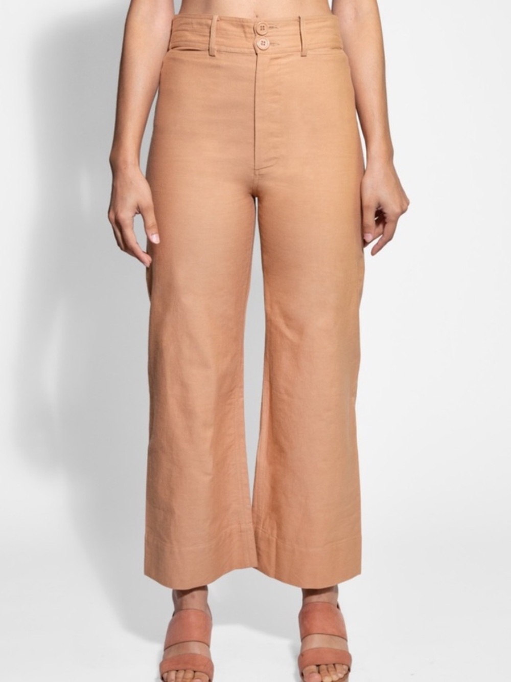 APIECE APART Merida Linen Cotton Blend Wide Leg Crop Pant Size 6